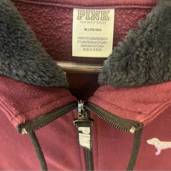 Sequinned Pink Victoria’s Secret full zip jacket, faux fur lined hood, graphic M - Picture 4 of 16